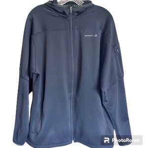 Merrell Black Zip Up Jacket Men’s Medium Wind Breaker, Shell, Warm Liner Coat